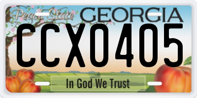 GA license plate CCX0405