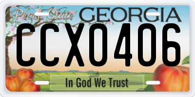GA license plate CCX0406