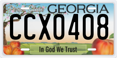 GA license plate CCX0408