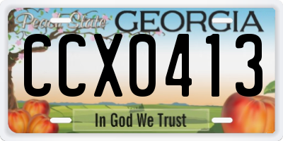 GA license plate CCX0413
