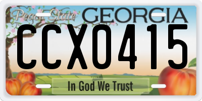 GA license plate CCX0415