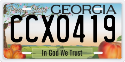 GA license plate CCX0419