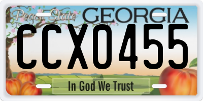 GA license plate CCX0455