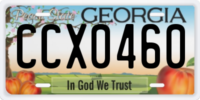 GA license plate CCX0460
