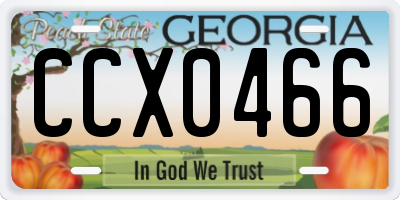 GA license plate CCX0466