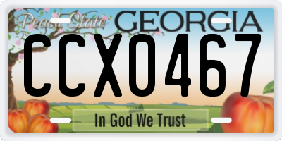 GA license plate CCX0467
