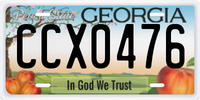 GA license plate CCX0476