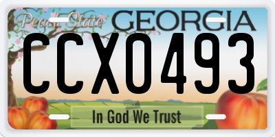 GA license plate CCX0493