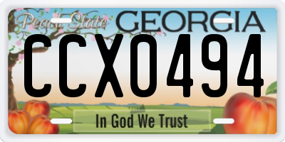 GA license plate CCX0494