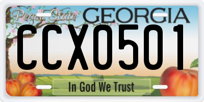 GA license plate CCX0501