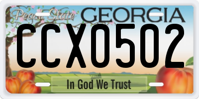 GA license plate CCX0502