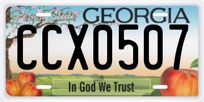 GA license plate CCX0507