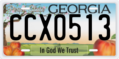 GA license plate CCX0513