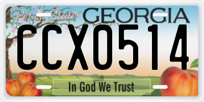GA license plate CCX0514