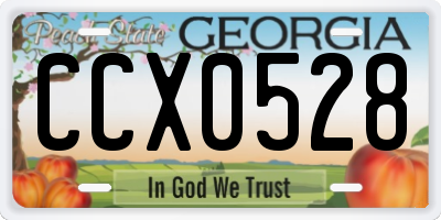 GA license plate CCX0528