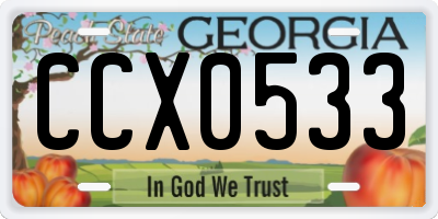 GA license plate CCX0533