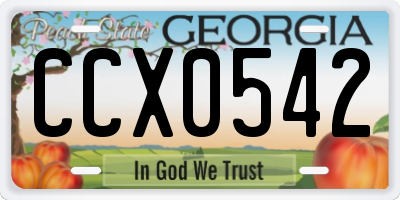 GA license plate CCX0542