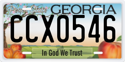 GA license plate CCX0546