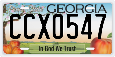 GA license plate CCX0547