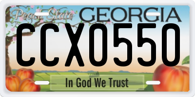 GA license plate CCX0550