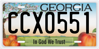 GA license plate CCX0551