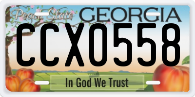 GA license plate CCX0558