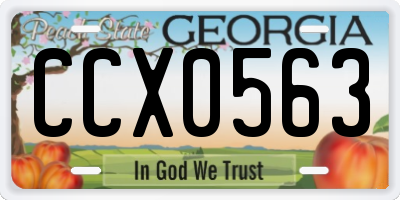 GA license plate CCX0563