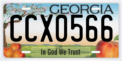 GA license plate CCX0566