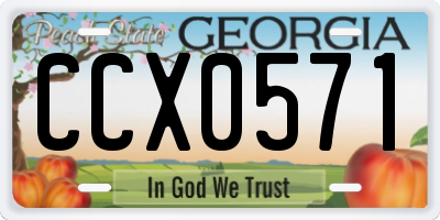 GA license plate CCX0571