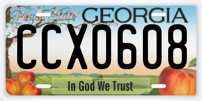 GA license plate CCX0608