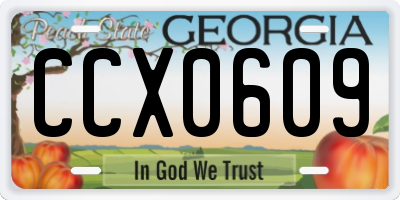 GA license plate CCX0609