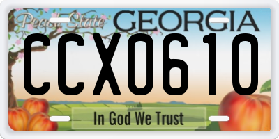 GA license plate CCX0610