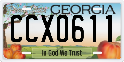 GA license plate CCX0611