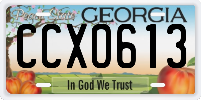 GA license plate CCX0613