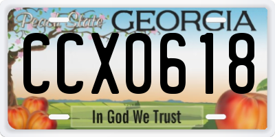 GA license plate CCX0618