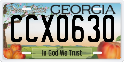 GA license plate CCX0630