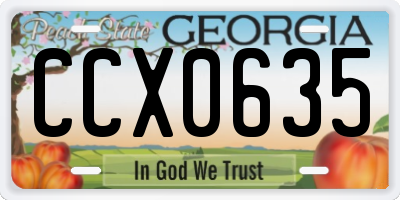GA license plate CCX0635