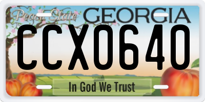 GA license plate CCX0640