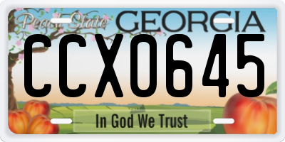 GA license plate CCX0645