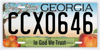 GA license plate CCX0646