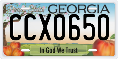 GA license plate CCX0650