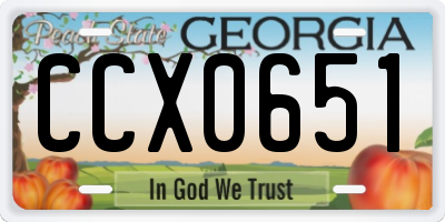 GA license plate CCX0651