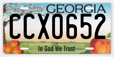 GA license plate CCX0652