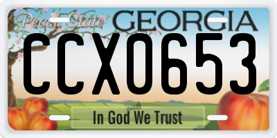 GA license plate CCX0653