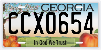 GA license plate CCX0654