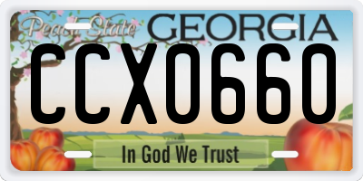 GA license plate CCX0660