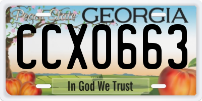GA license plate CCX0663