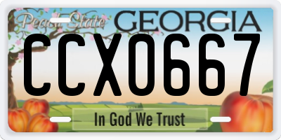 GA license plate CCX0667