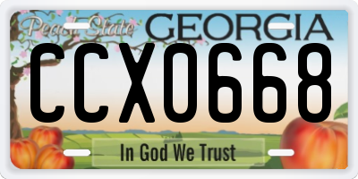 GA license plate CCX0668