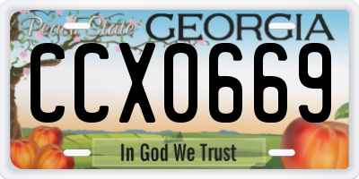 GA license plate CCX0669